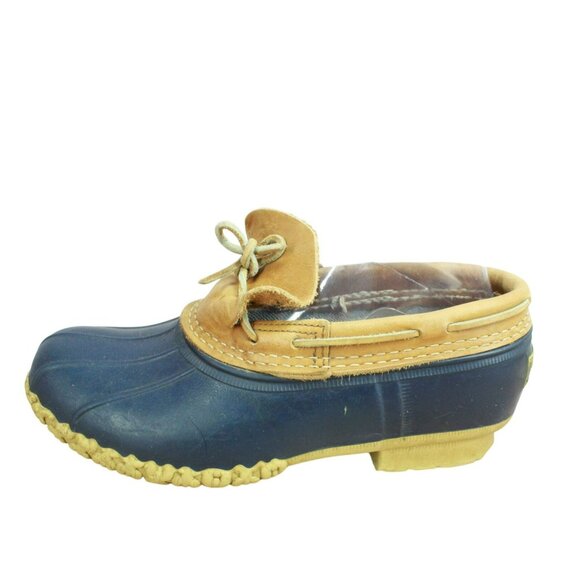 LL Bean Blue Waxed Canvas Gumshoe Rim Low Hunting Rubber Duck Boots Size 7M s-l400.jpg main image 2
